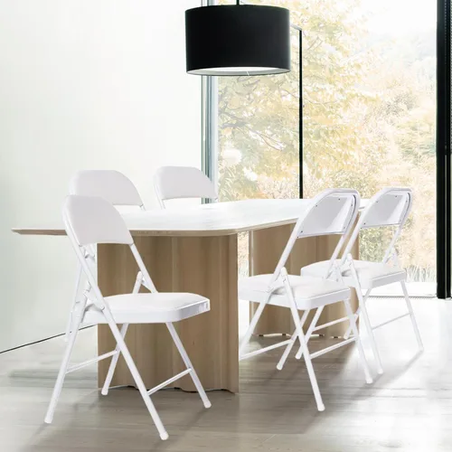 Miniatura 7 de Paquete de 6 sillas plegables con asientos acolchados, silla plegable acolchada con marco de acero para eventos, oficina en casa, silla plegable