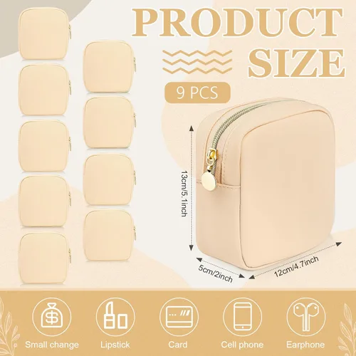 Miniatura 3 de Giesiery 9 mini bolsas de maquillaje a granel de nailon para cosméticos, bolsa de viaje, bolsa organizadora de artículos de tocador, bolsa pequeña