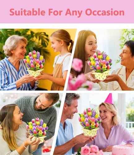 Miniatura 3 de Tarjeta de felicitación de primavera 3D con diseño de tulipanes coloridos para el día de la madre, cumpleaños, Pascua, aniversario, agradecimiento
