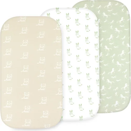 Miniatura 23 de Organic Cotton Bassinet Sheets, 3-Pack Fitted Bassinet Mattress Sheets for Baby Boys & Girls Compatible with Halo BassiNest, Graco, Baby Delight &