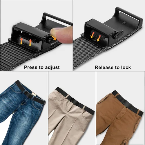 Miniatura 4 de WONDAY Paquete de 2 cinturones de trinquete para hombre, cinturones de nailon con hebilla de liberación rápida para golf, trabajo, uso táctico casual