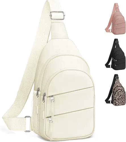 Miniatura 20 de Tuwubi Bolsos cruzados para mujer, bolsa para hombres, mochila pequeña de senderismo antirrobo, ligera para viajes al aire libre (M, beige)