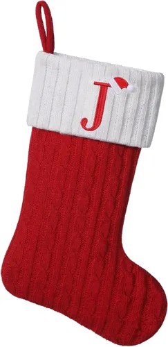 Miniatura 7 de Medias de Navidad personalizadas de 19 pulgadas con iniciales bordadas, medias de Navidad de punto negro para decoraciones de vacaciones familiares