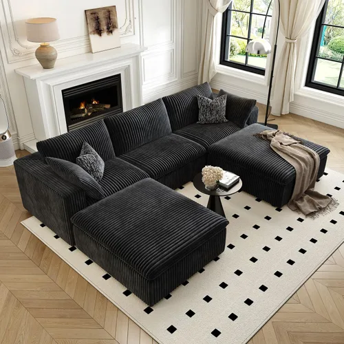 Miniatura 41 de LoveSeat Cloud Couch Sofá Seccional Modular para Sala de Estar, Sofá Moderno con Asiento Profundo, Sofá de 2 Plazas Sin Huesos con Otomana, Cómodos