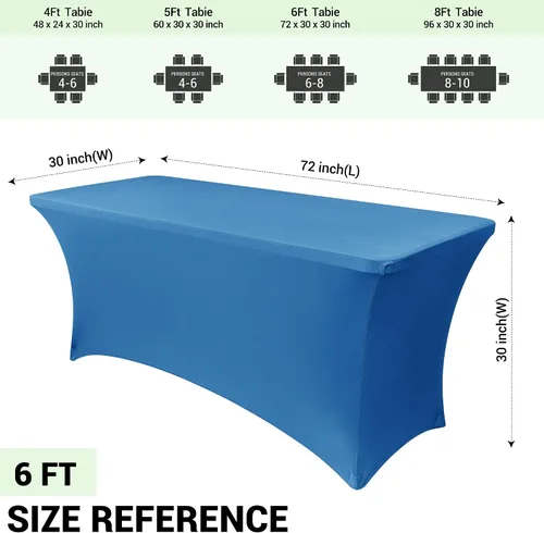 Miniatura 4 de Obstal Paquete de 6 Fundas de Mesa Elásticas de Spandex para Mesas de 6 Pies - Mantel Rectangular Universal Ajustado de 6 Pies Protector para Bodas