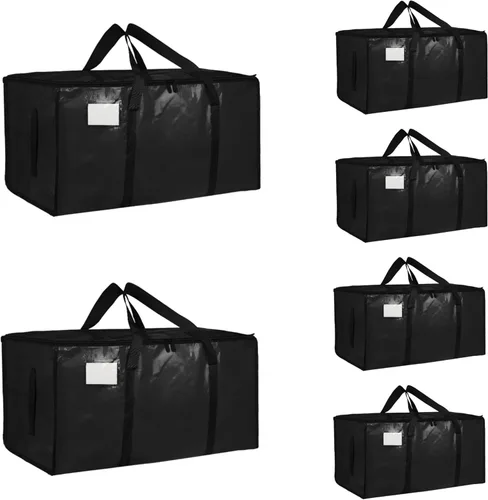 Miniatura 49 de Paquete de 4 bolsas de mudanza extra grandes y resistentes, bolsas de almacenamiento impermeables con asas y cremalleras, plegables para dormitorio