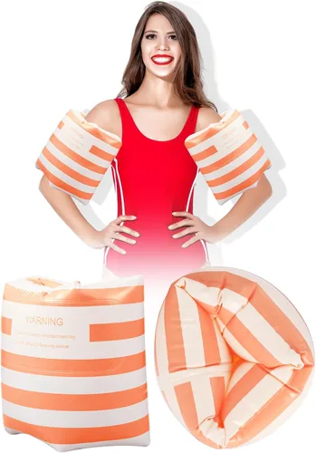 Miniatura 11 de JellyArch Flotadores inflables de PVC, 2 unidades, bandas de brazo inflables de PVC, flotadores de piscina, flotadores de natación para adultos, Azul