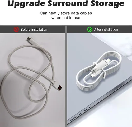 Miniatura 4 de CameCosy Funda protectora de cable 2 en 1 compatible con iPhone, Android, cable USB tipo C, 2 piezas de silicona estirable para ahorro de cables