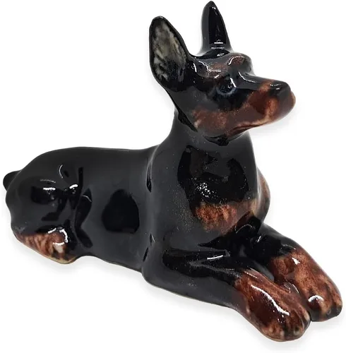 Miniatura 15 de WitnyStore Pequeño perro de pastor alemán alsaciano de pie negro y marrón de 3 pulgadas, hecho a mano, hecho a mano, de cerámica, cachorros, perros