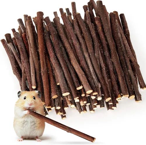 Sukh Palitos de manzana orgánicos naturales - 250g Palos de masticación para hámster, conejo, cobaya, jerbo, ardilla, chinchilla y otros animales