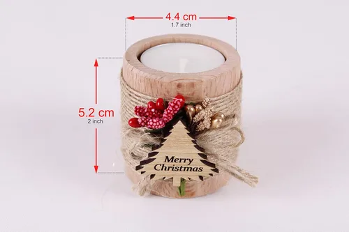 Miniatura 5 de HTF Paquete de 10 Decoraciones Navideñas Portavelas de Madera para Velas de Té, Regalo para Compañero de Trabajo, Feliz Año Nuevo, Velas de Navidad