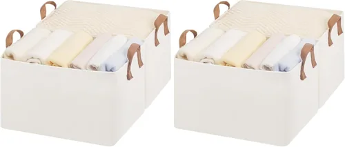 Miniatura 19 de StorageWorks Closet Storage Bins, Storage Baskets for Shelves, Closet Organizers and Storage Bins with Metal Frame, Handles, Beige, Cool Silky