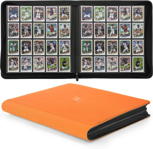 Miniatura 10 de Carpeta Premium de Tarjetas Coleccionables con más de 1000 bolsillos, Carpeta de 16 bolsillos sin anillo de carga lateral para cartas de Negro