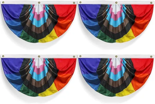 Miniatura 9 de 4 unidades de bandera plisada de abanico de orgullo transgénero de 1.5 x 3 pies, decoración gay, suministros de fiesta, decoración de pared LGBTQ