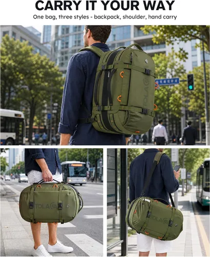 Miniatura 2 de Tolaccea Mochila de viaje para laptop para hombres y mujeres, mochila de transporte expandible de 40L-50L con compartimento húmedo y seco, mochila