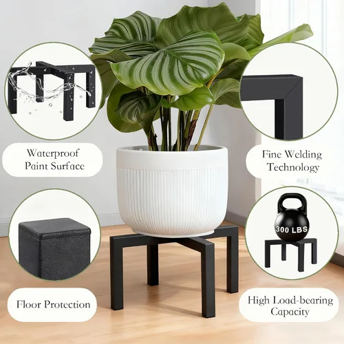 Miniatura 4 de Paquete de 2 soportes metálicos de 10 pulgadas para interiores y exteriores, taburetes resistentes para interiores, soportes modernos de mediados