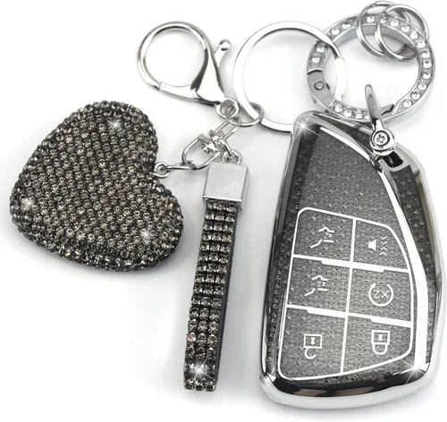 Funda para Llavero con Llavero de Diamante Portallaves de Coche Funda Protectora Compatible con Chevrolet Tahoe Suburban GMC Yukon Denali Silverado