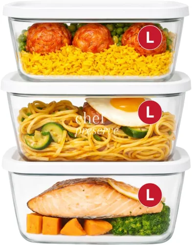 Chef Preserve Recipientes de sellado al vacío de vidrio para preparación de comidas, almacenamiento de alimentos, hechos para sellador al vacío