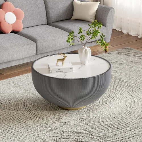 Miniatura 29 de Mesa de centro moderna, mesa de té central circular de 15.75 pulgadas, mesa de cóctel, mesas de centro redondas cilíndricas para sala de estar