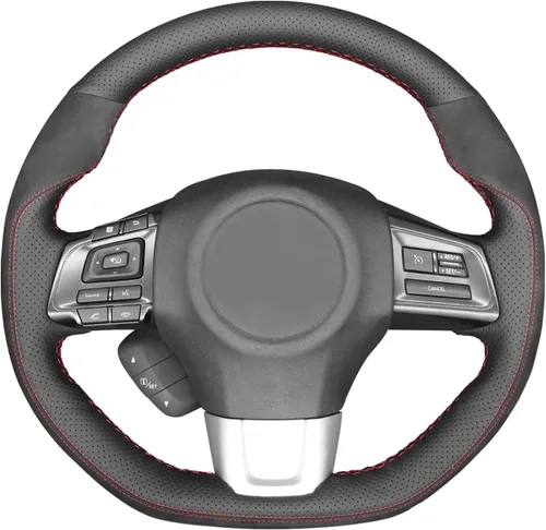 Miniatura 10 de MEWANT Funda de volante de automóvil transpirable cosida a mano para Subaru WRX 2015-2021 / WRX STI 2015-2021, accesorios para volante Subaru WRX