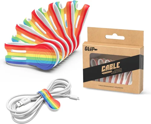 Miniatura 11 de Kanemc Paquete de 8 lazos giratorios magnéticos, atadura de cable magnética de silicona reutilizable para USB, auriculares, cargador, cables