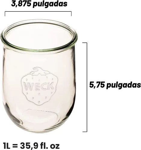 Miniatura 6 de WECK - Tarros para iniciador de masa madre - Tarros de vidrio clásicos para masa madre con tapa de vidrio - Tarro de tulipán de boca ancha de 1
