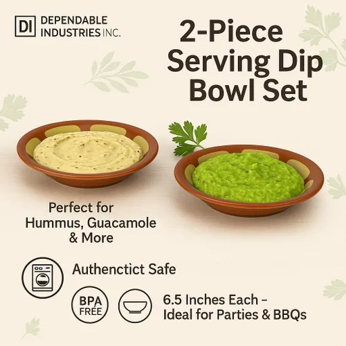 Miniatura 2 de Dependable Industries inc. Essentials Juego de 2 piezas de melamina humus y guacamole para servir condimentos humus