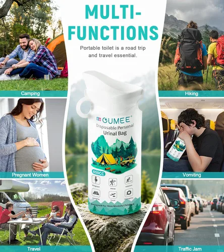 Miniatura 6 de OUMEE 850ML Emergency Disposable Urinal Bags, 8/12/20/28 Pcs Camping Pee Bags Unisex Urine Bag Vomit Bag for Travel Traffic Jam Portable Toilet Bag