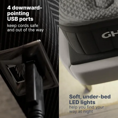 Miniatura 8 de GhostBed Base de cama ajustable y base de alimentación con control remoto inalámbrico, ajustes de gravedad cero y masaje, puertos USB, tamaño King