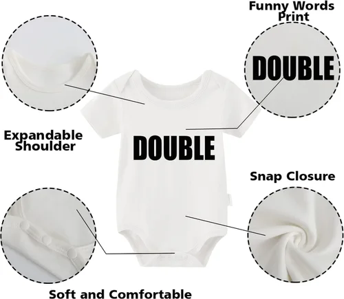 Miniatura 22 de YSCULBUTOL Conjunto de mameluco para bebé gemelos, divertido doble problema, lindo mameluco para niña, mono gemelo, conjunto de sombrero