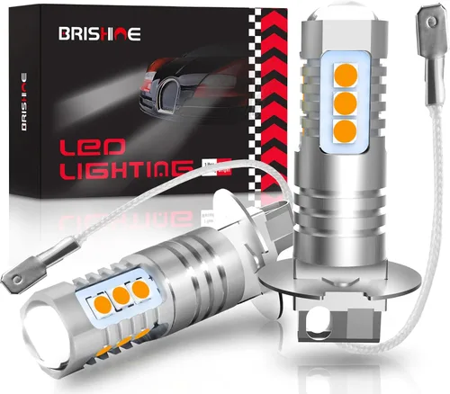 H3 - Bombillas LED antiniebla, paquete de 2, bombillas LED H3 extremadamente brillantes de 3030 chips con proyector para luces antiniebla de