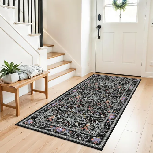 Miniatura 16 de Alfombra antideslizante lavable de 2 x 3 pies - Alfombra suave de pelo bajo para cocina, entrada y dormitorio - Tapete moderno para puerta