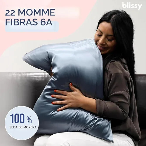 Miniatura 2 de Funda de almohada 100% de seda de morera pura de Blissy, fibras de alta calidad 6A con densidad de 22 momme, para el cuidado del cabello y la piel