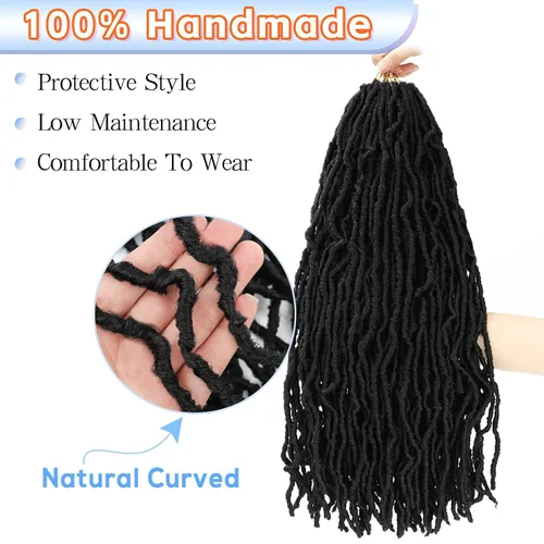 Miniatura 4 de Cabello de Ganchillo de Locs Falsos de 22 Pulgadas, 7 Paquetes de Locs Suaves de Ganchillo, Trenzas de Ganchillo Pre-Enrollados, Locs de Ganchillo 1b