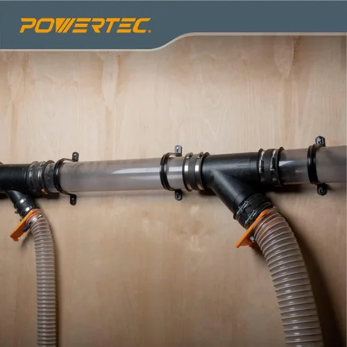 Miniatura 6 de POWERTEC 70343 Perchas para manguera de recolección de polvo de 4 pulgadas, tuberías y accesorios de recolección de polvo con tornillos de montaje