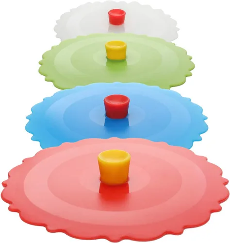 Miniatura 12 de Cubiertas de silicona para tazas (set de 3), tapas de silicona multicolores para tazas, tapas flexibles para tazas, tapas para tazas calientes de 3