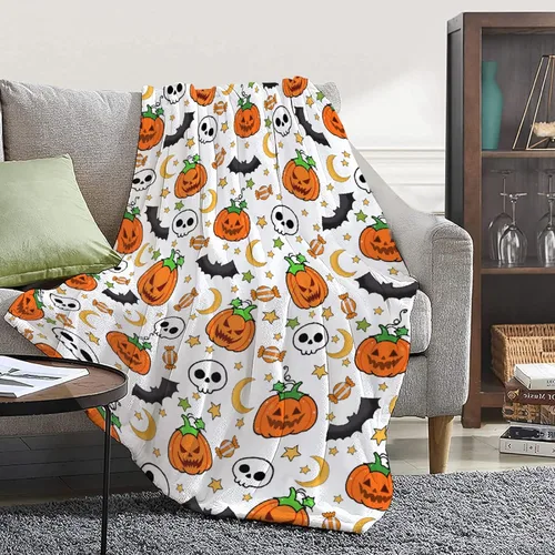 Miniatura 16 de Manta de fantasmas morados para niñas, mujeres y niños, manta ligera de forro polar espeluznante para niños, mantas de franela suave, decorativas