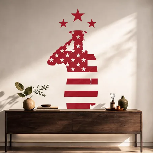 Miniatura 3 de Vinilo grande para pared, diseño de soldado, bandera de Estados Unidos, Día de los Veteranos, decoración de arte patriótico (ig5374)