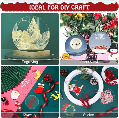 Miniatura 3 de Cludoo Adornos acrílicos de 4 pulgadas, 30 piezas de adornos acrílicos redondos transparentes, adornos de disco acrílico en blanco con agujero