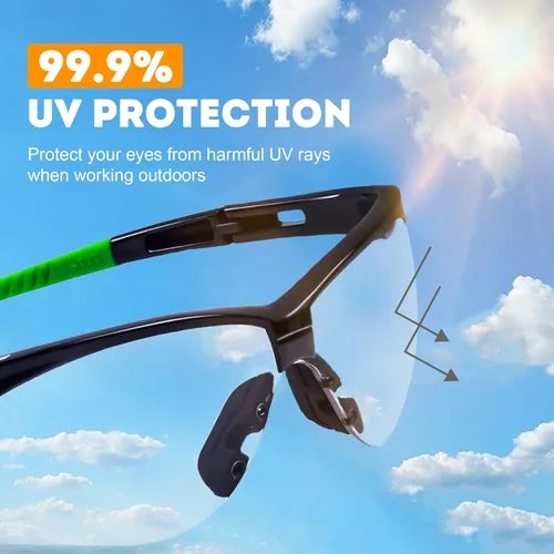 Miniatura 4 de ProtectX Gafas de seguridad para hombres y mujeres, lentes de sol de seguridad con lentes antivaho resistentes a los arañazos, agarres Evergreen