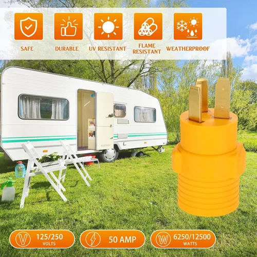 Miniatura 5 de Kanayu Adaptador de Estufa de 3 Clavijas Compatible con Adaptador NEMA 10-50p a 14-50r Enchufe Macho de 3 Clavijas a Receptáculo Hembra de 4 Amarillo