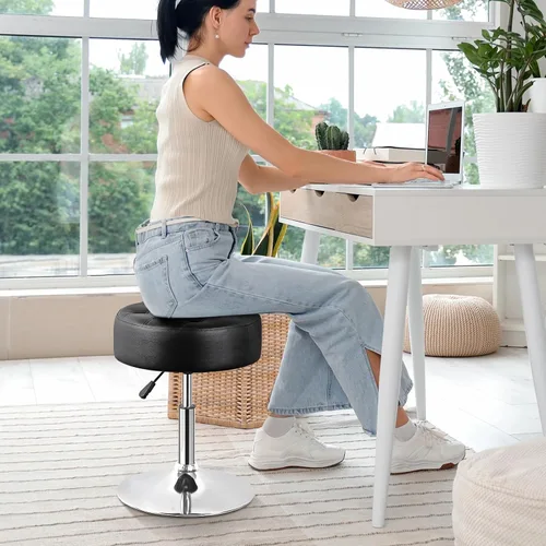 Miniatura 2 de SUPER DEAL Taburetes de tocador para maquillaje, silla otomana de tocador con altura ajustable y giro de 360° para sala de maquillaje, dormitorio