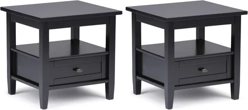 Miniatura 24 de SIMPLIHOME Warm Shaker - Mesa auxiliar de madera maciza de 20 pulgadas de ancho x 20 pulgadas de alto, color marrón carbón envejecido, mesa
