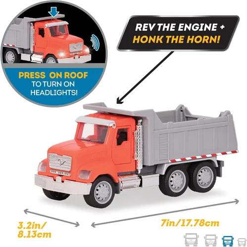 Miniatura 5 de DRIVEN by Battat Camión volquete micro - Camión volquete de juguete con luces, sonidos y piezas móviles para niños de 3 años en adelante