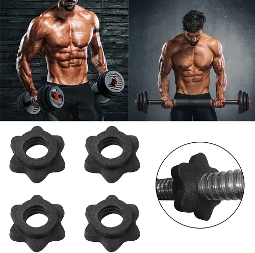 Miniatura 3 de CALIDAKA 4 collares Spinlock, tuerca hexagonal para mancuernas, tuerca de barra de mancuernas, collar de tornillo estándar de 1 pulgada, abrazaderas