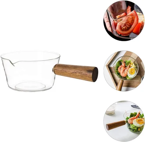 Miniatura 9 de UPKOCH Taza de leche de café, cacerola de vidrio, olla para cocina, cacerola transparente con asa, vidrio de borosilicato, antiadherente, calentador