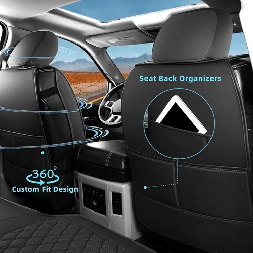 Miniatura 5 de FREESOO Juego completo de fundas de asiento de automóvil para Dodge Ram 2002-2018 1500 y 2011-2026 2500 3500 Crew Quad Cab, 2019-2024 Ram 1500 Negro