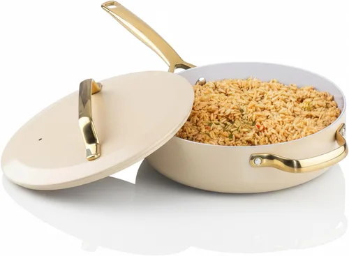 Miniatura 9 de GOTHAM STEEL Sartén para saltear de 4 cuartos con tapa, sartén para freír profunda de 12 pulgadas con tapa, sartén antiadherente grande con tapas