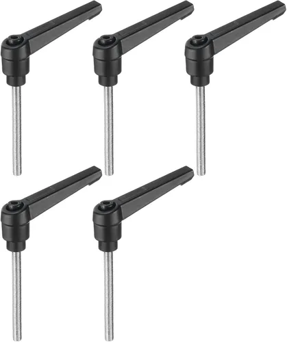 Miniatura 9 de uxcell 5 piezas de manija de palanca de sujeción ajustable M5 x 1.969 in de óxido negro métrico de acero al carbono macho roscado perillas de mano