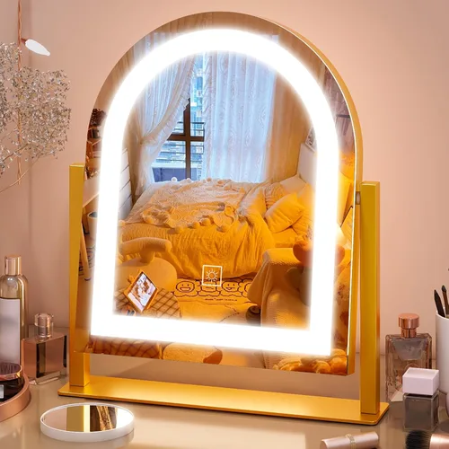 Miniatura 20 de FENNIO - Espejo de tocador con luces, espejo de maquillaje iluminado LED, pantalla táctil con 3 modos de iluminación, regulable, para mesa